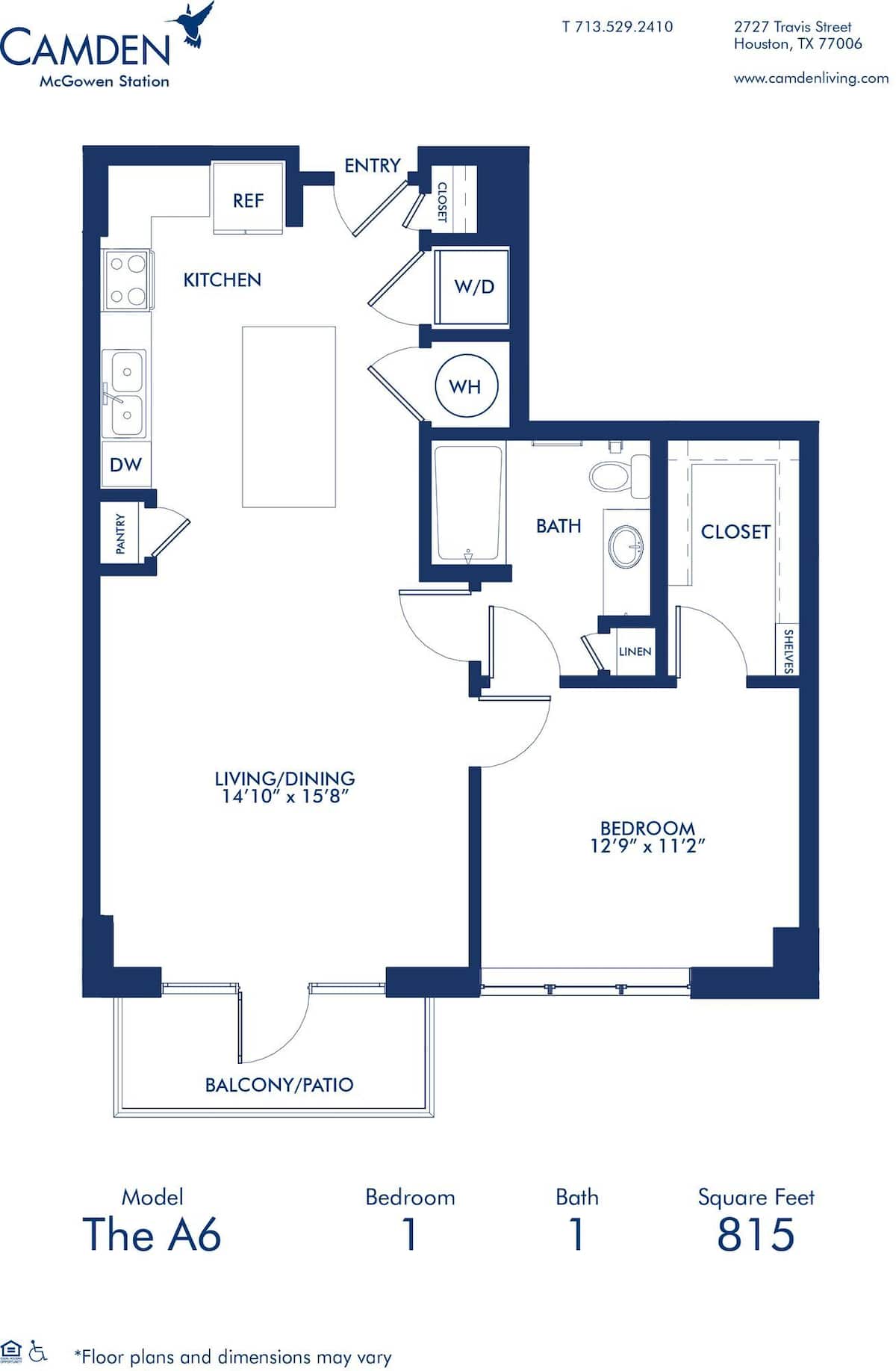 Floorplan diagram for A6, showing 1 bedroom