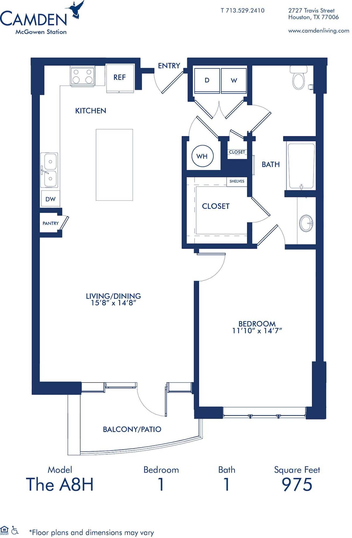 Floorplan diagram for A8-A, showing 1 bedroom