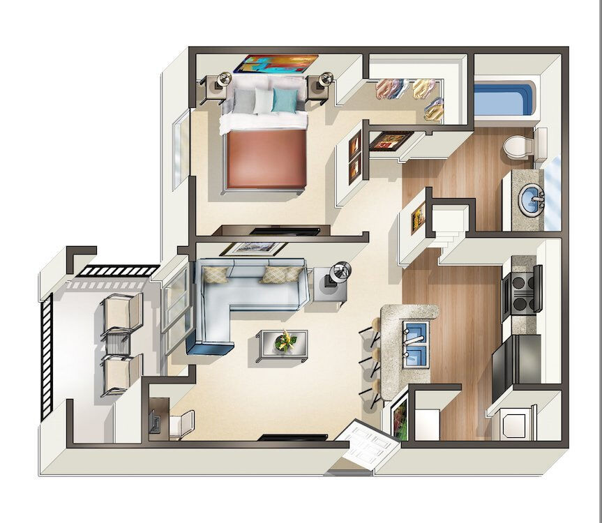 Floorplan diagram for A1A - R3, showing 1 bedroom