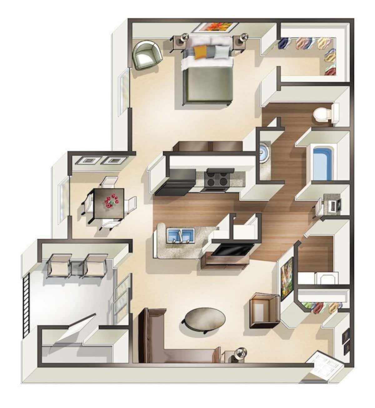 Floorplan diagram for A1C, showing 1 bedroom
