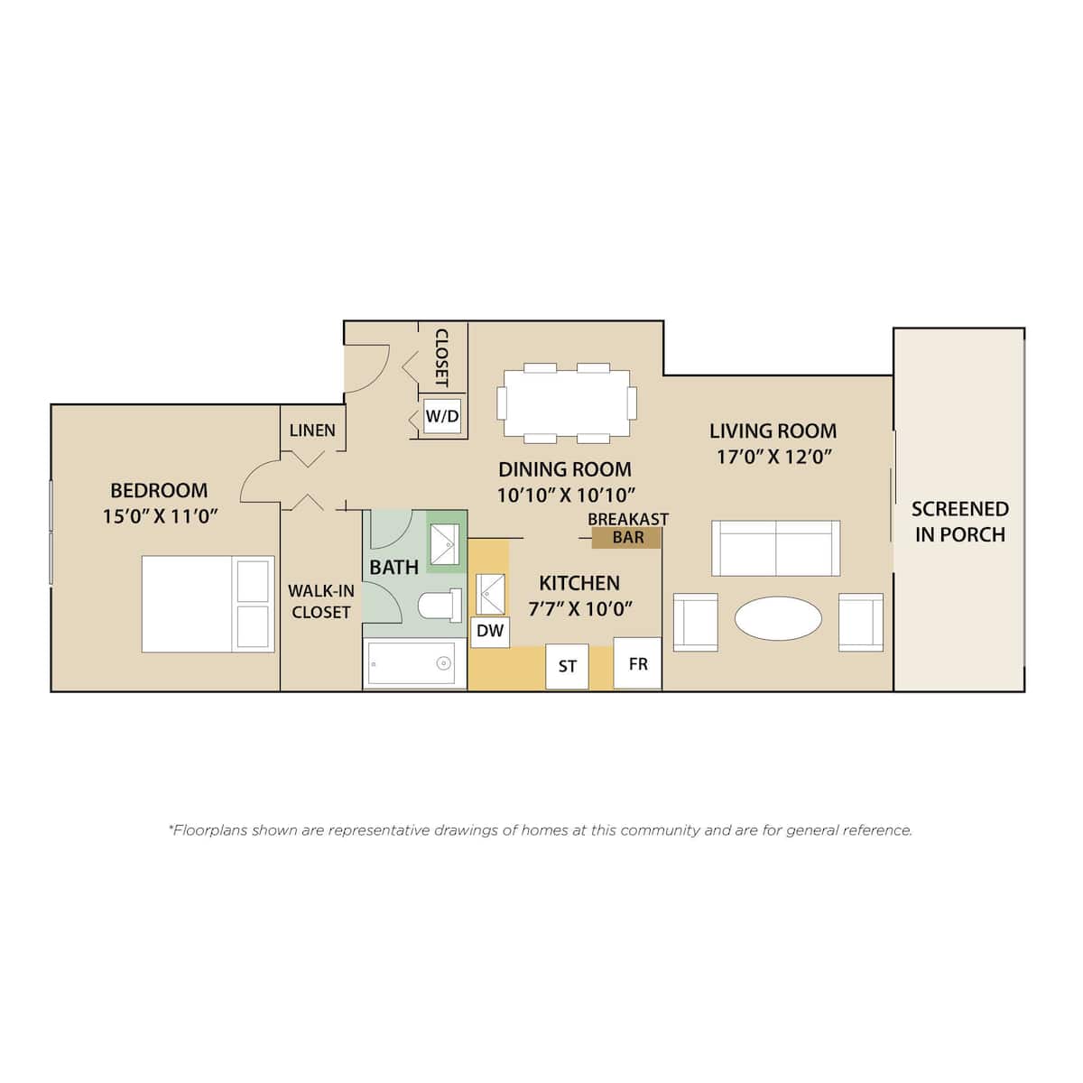Floorplan diagram for Firenze, showing 1 bedroom