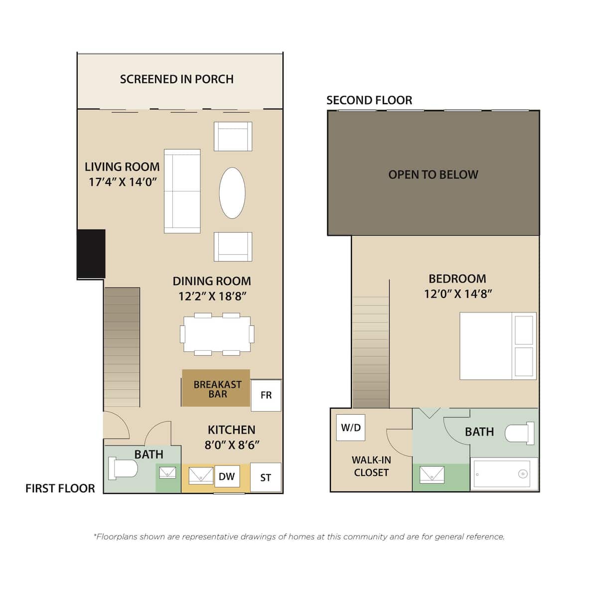 Floorplan diagram for Monte Larco Townhouse, showing 1 bedroom