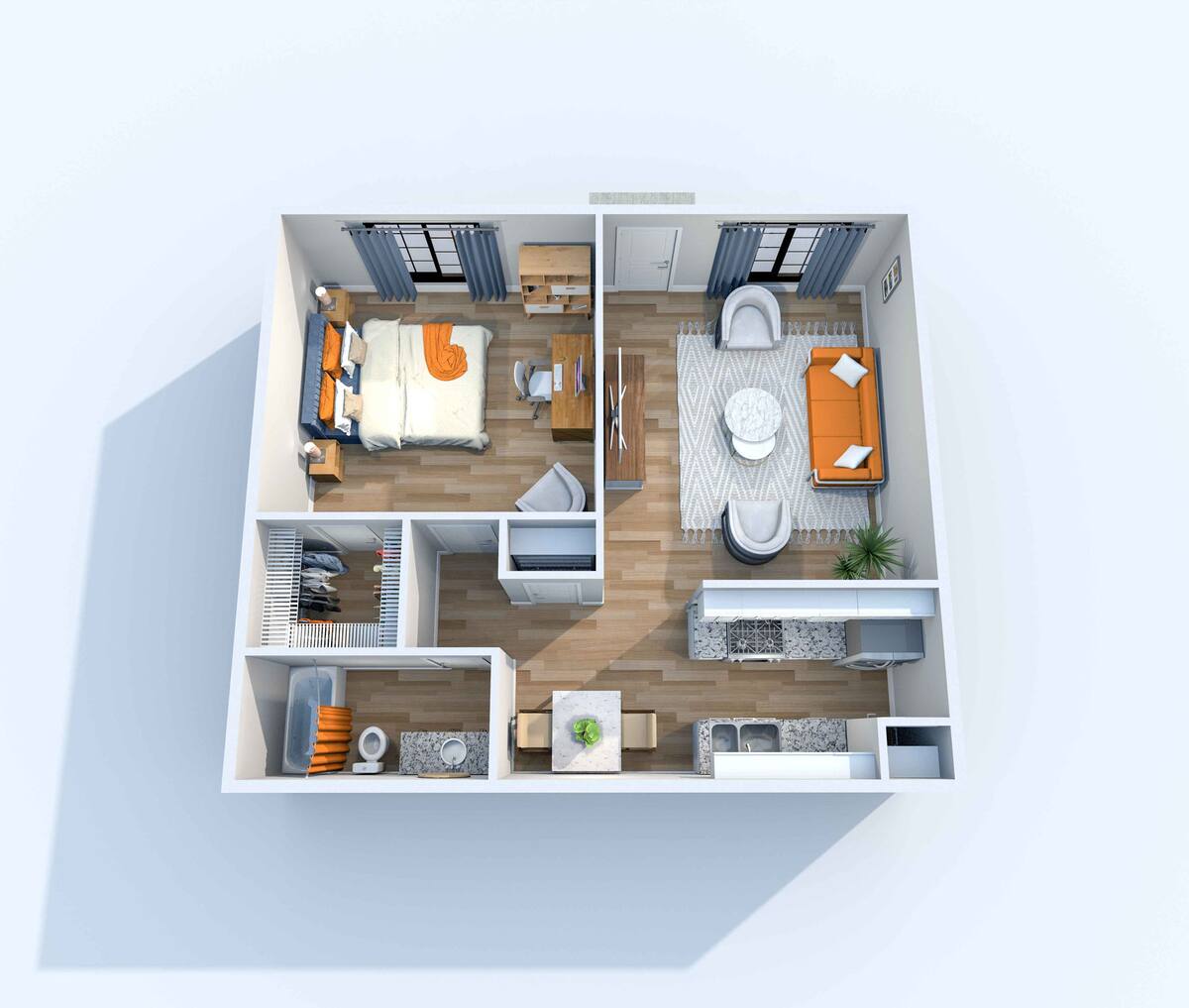 Floorplan diagram for A1, showing 1 bedroom