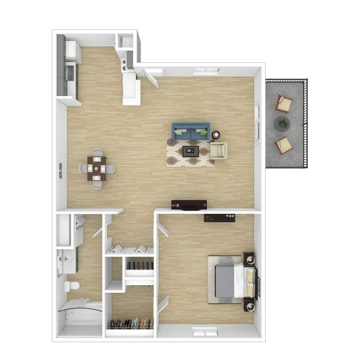 Floorplan diagram for A1, showing 1 bedroom