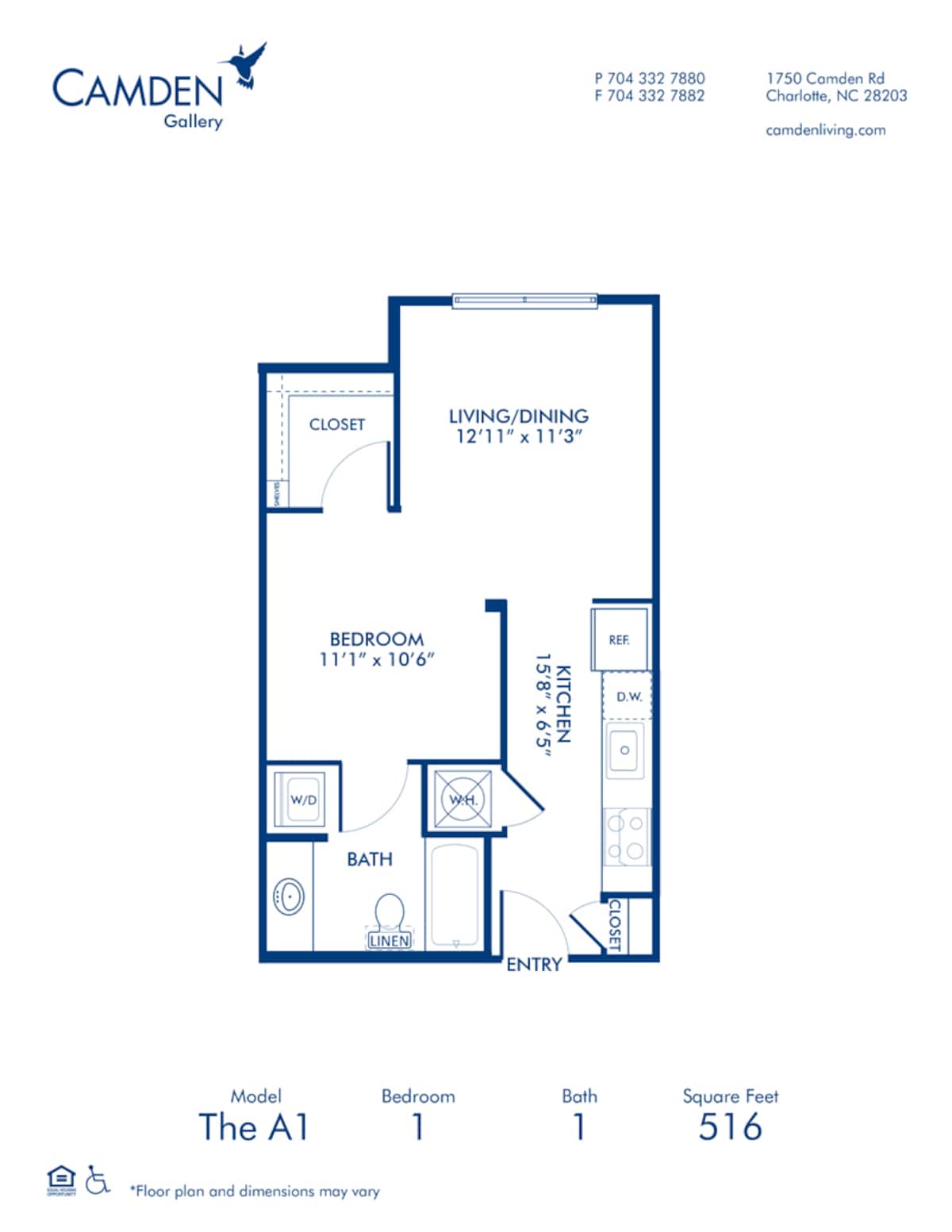 Floorplan diagram for A1, showing Studio