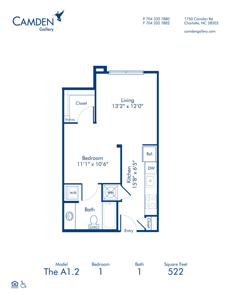 Floorplan diagram for A1.2, showing Studio