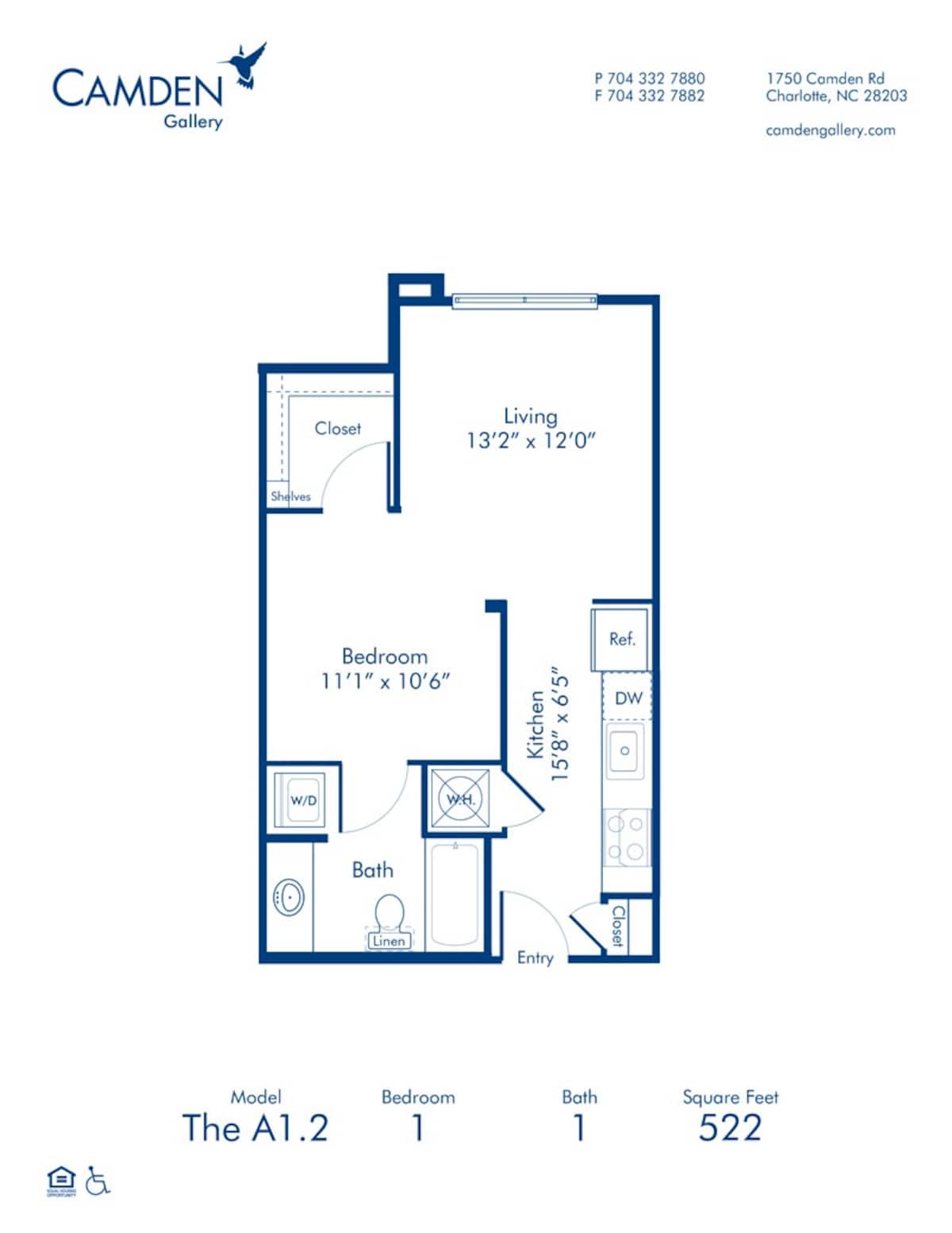 Floorplan diagram for A1.2, showing Studio