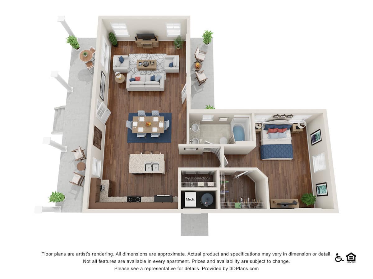 Floorplan diagram for Arlington, showing 1 bedroom