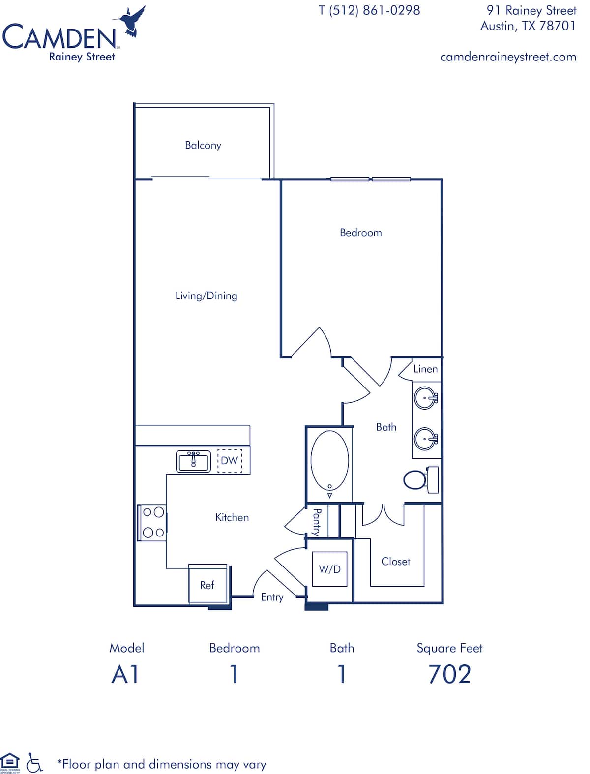 Floorplan diagram for A1, showing Studio
