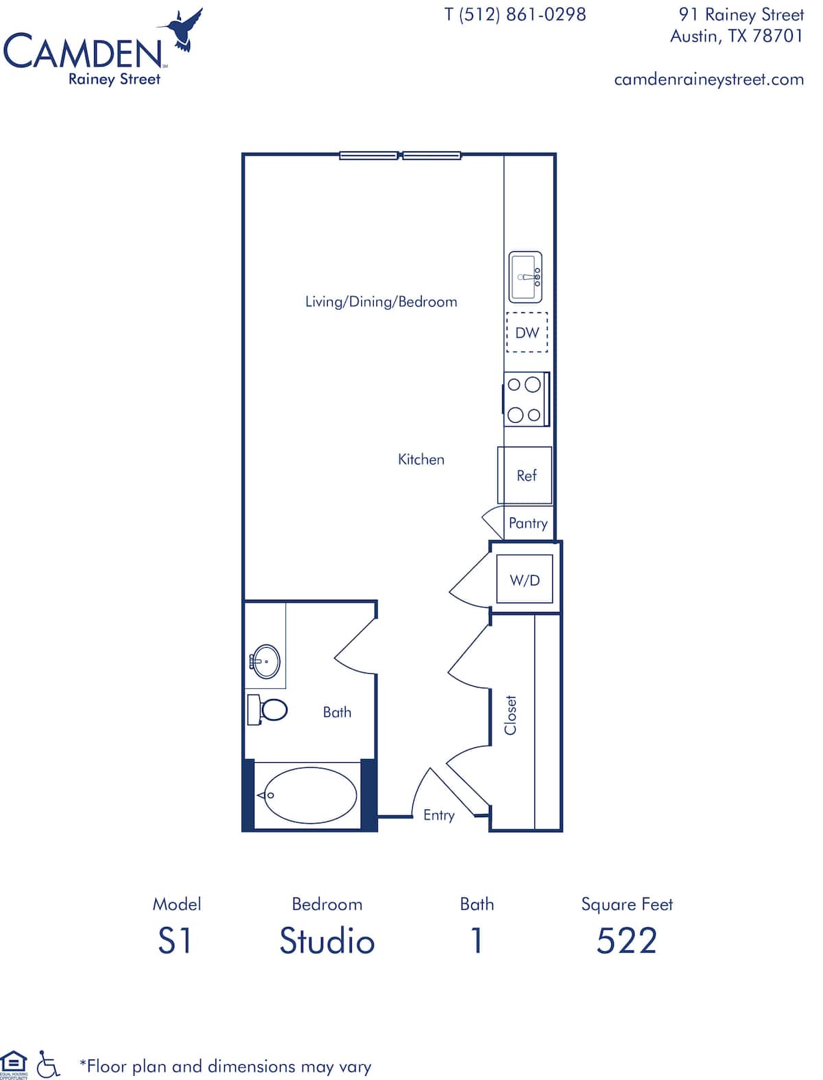 Floorplan diagram for S1, showing Studio