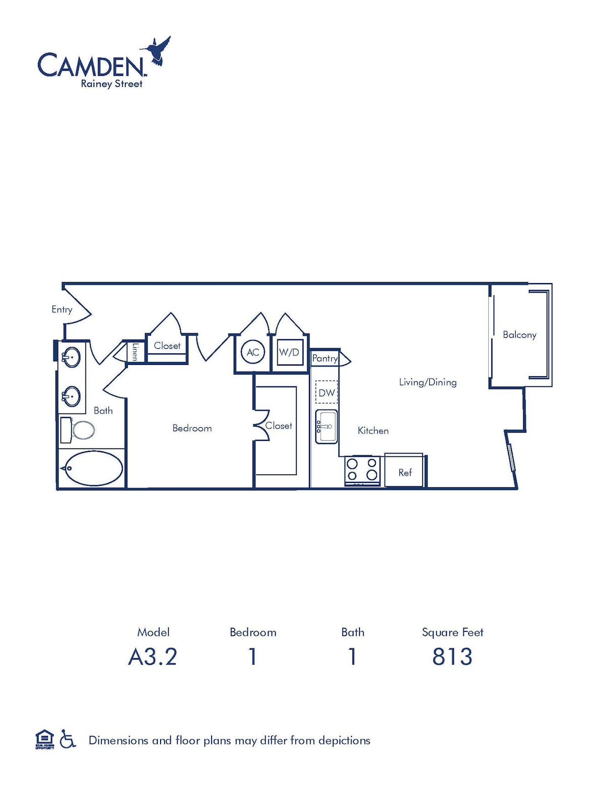 Diagrama da planta baixa para A3.2, mostrando 1 quarto(s)
