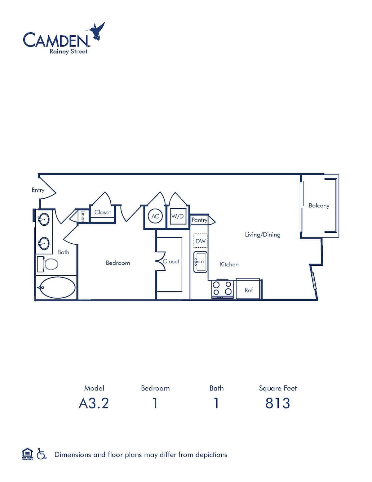 Floorplan diagram for A3.2, showing 1 bedroom