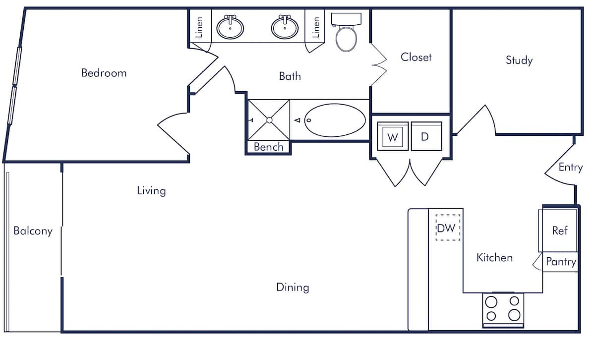 Floorplan diagram for A7 - Study, showing 1 bedroom