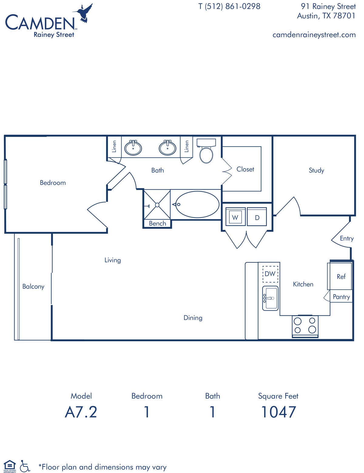 Diagrama da planta baixa para A7.2 - Study, mostrando 1 quarto(s)