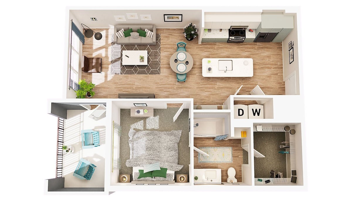 Floorplan diagram for A1, showing 1 bedroom