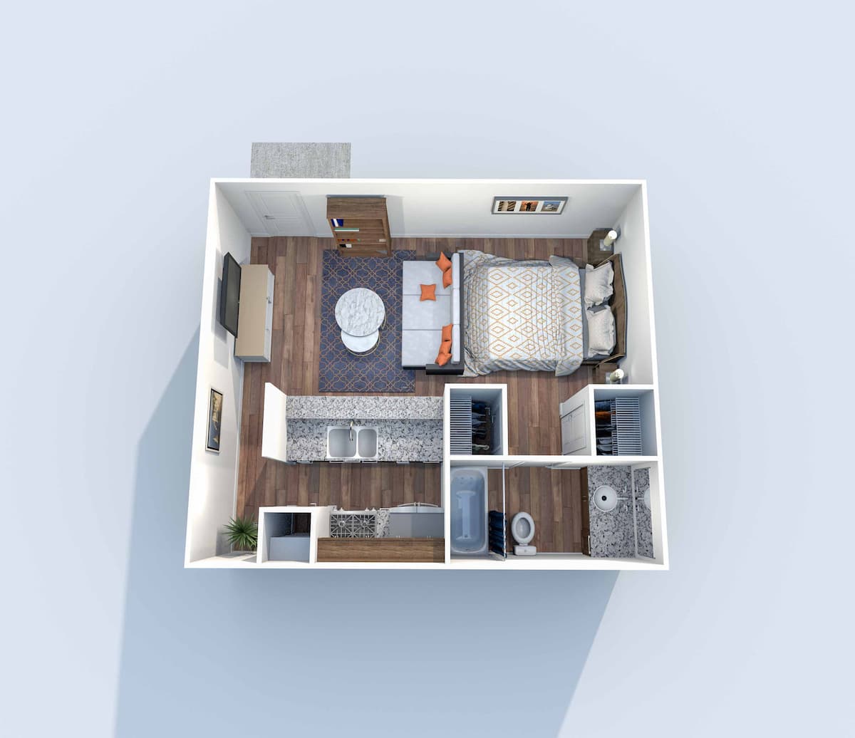 Floorplan diagram for E3, showing Studio
