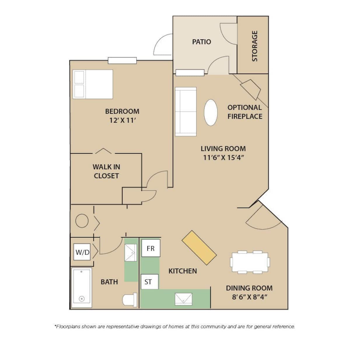 Floorplan diagram for Cape Elizabeth, showing 1 bedroom