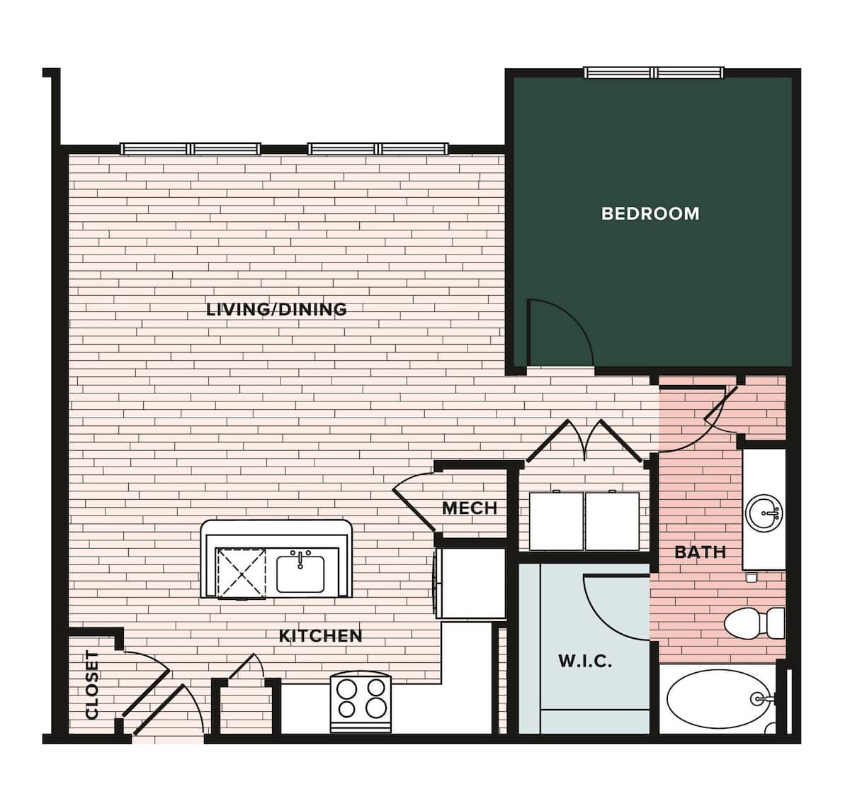 Floorplan diagram for A4, showing 1 bedroom