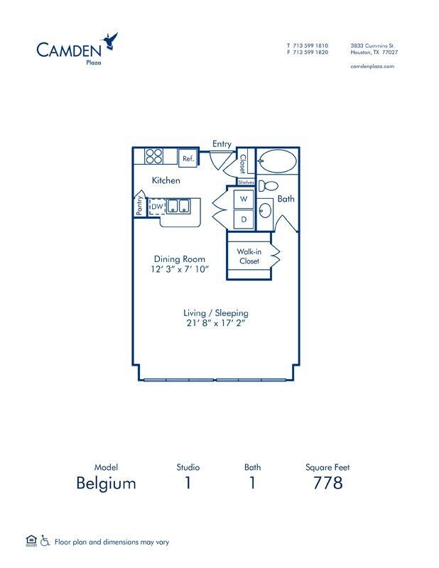 Floorplan diagram for Belgium, showing Studio