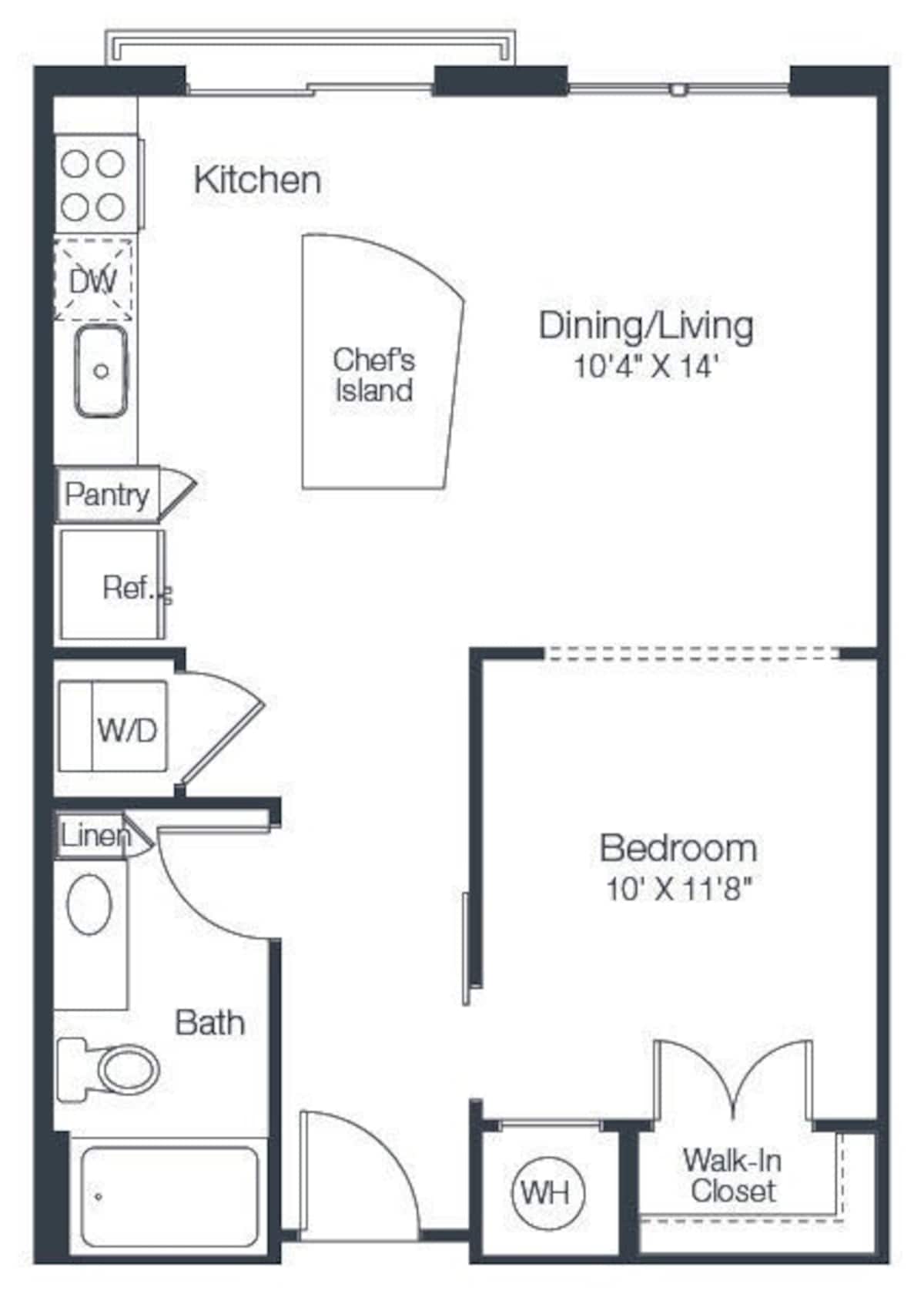 Floorplan diagram for A1b, showing 1 bedroom