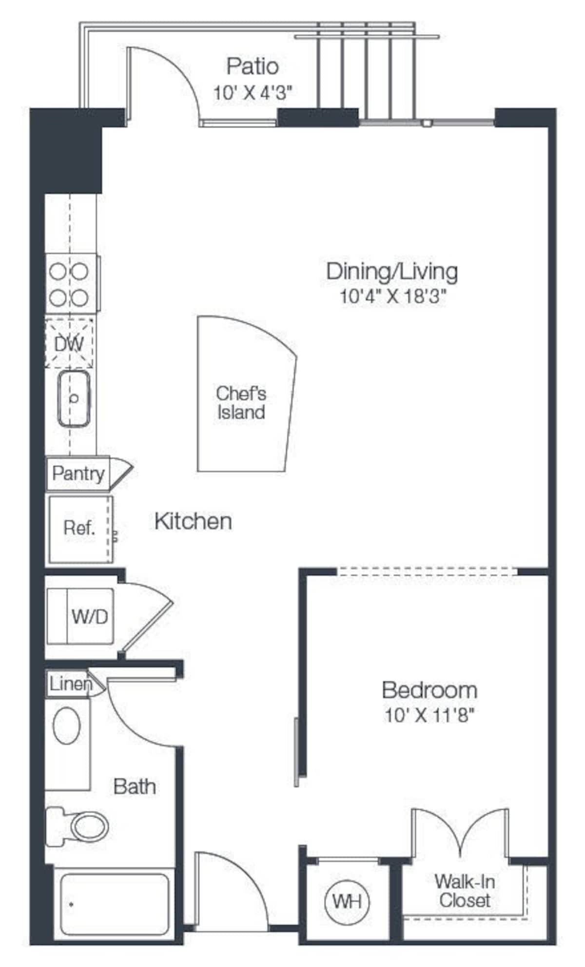 Floorplan diagram for A1c, showing 1 bedroom