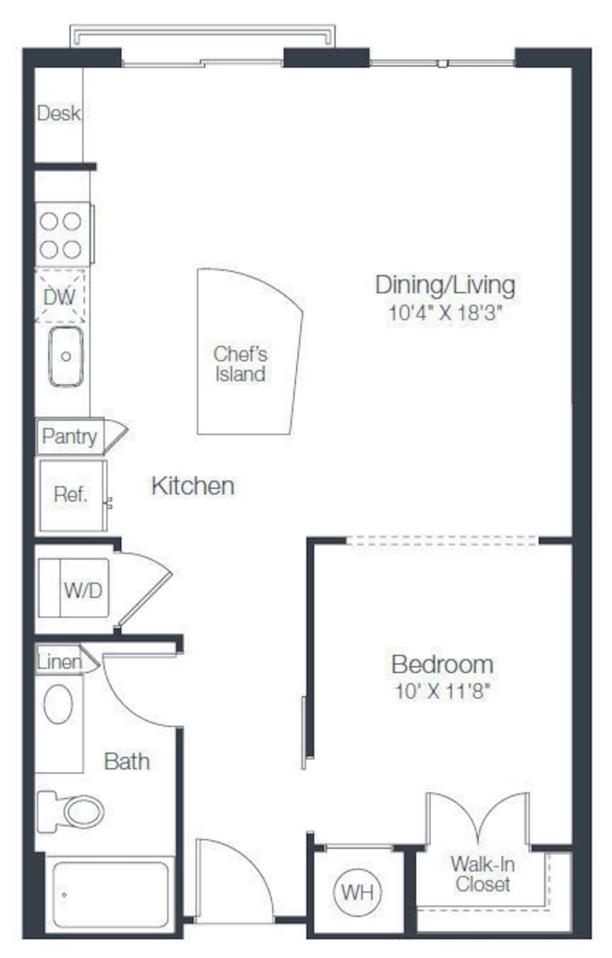 Floorplan diagram for A1d, showing 1 bedroom
