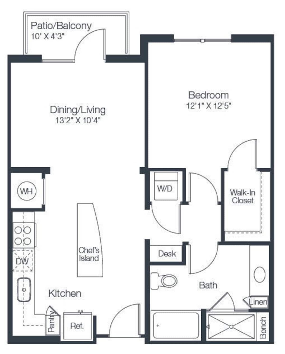 Floorplan diagram for A2a, showing 1 bedroom