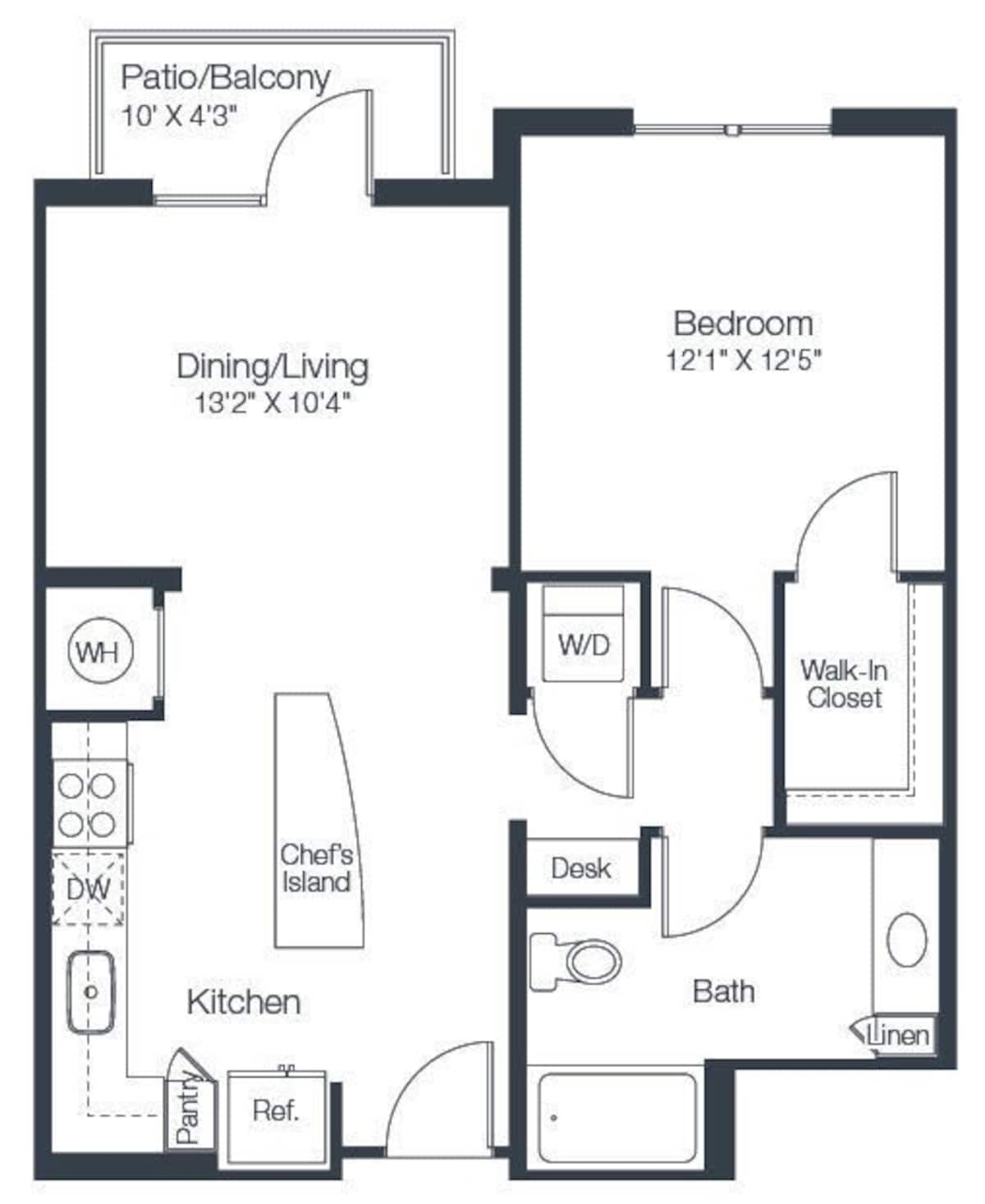 Floorplan diagram for A2e, showing 1 bedroom