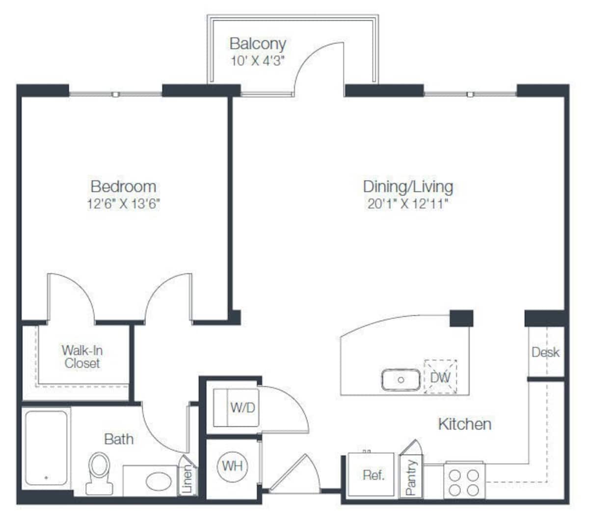 Floorplan diagram for A4a, showing 1 bedroom