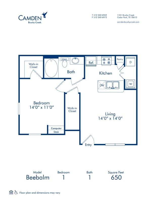 Floorplan diagram for Beebalm, showing 1 bedroom