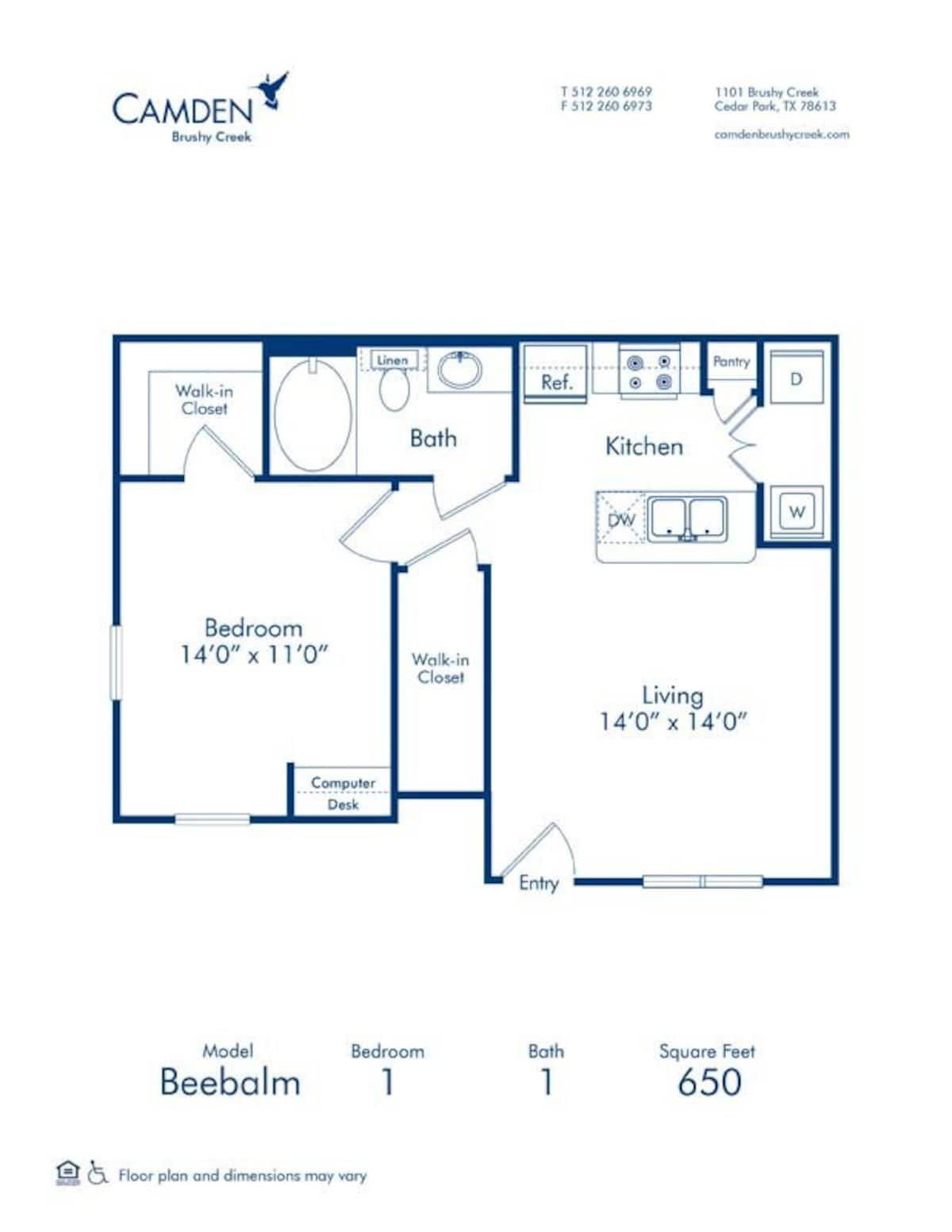 Floorplan diagram for Beebalm, showing 1 bedroom