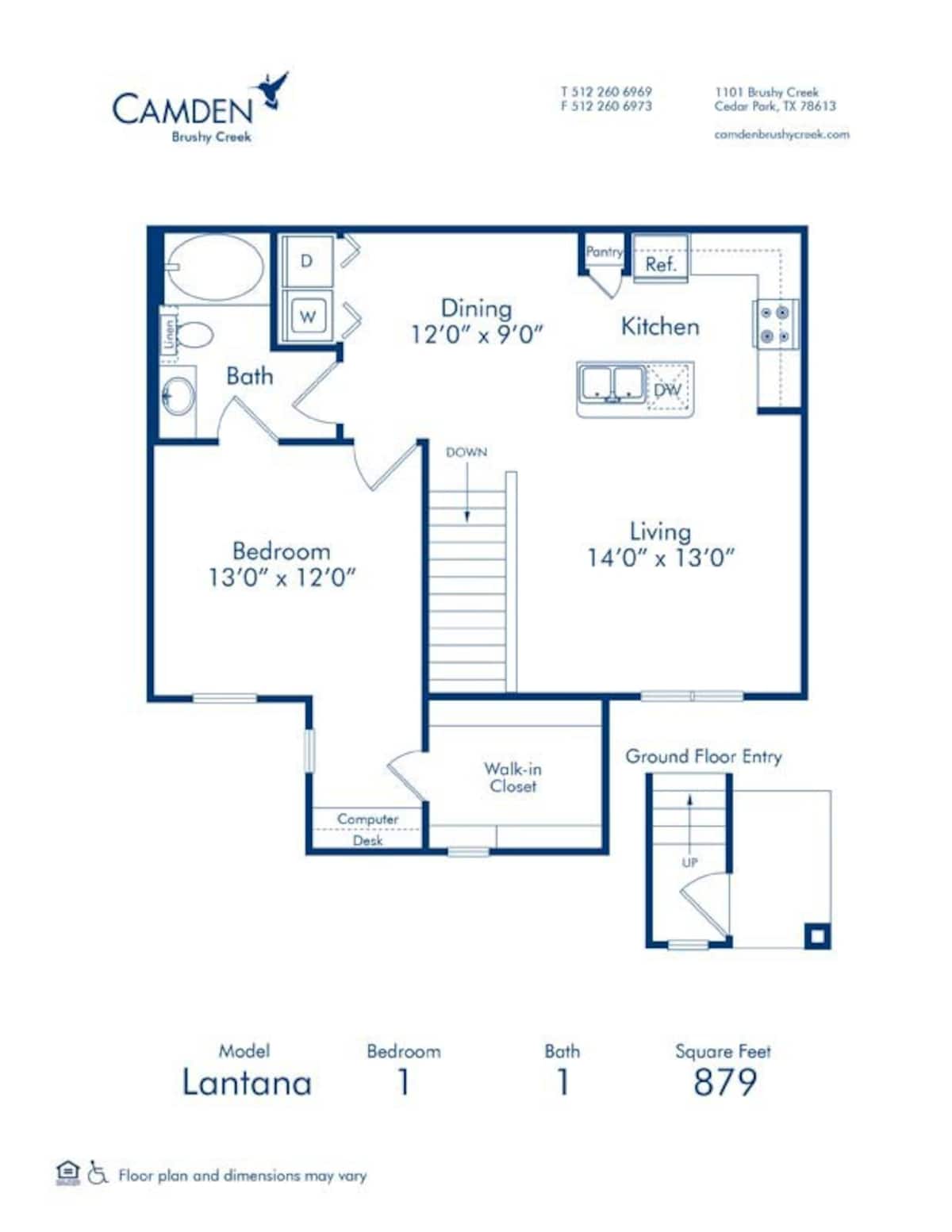 Floorplan diagram for Lantana, showing 1 bedroom