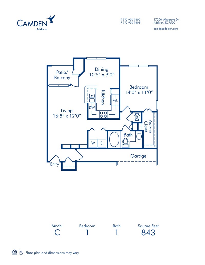 Floorplan diagram for C, showing 1 bedroom