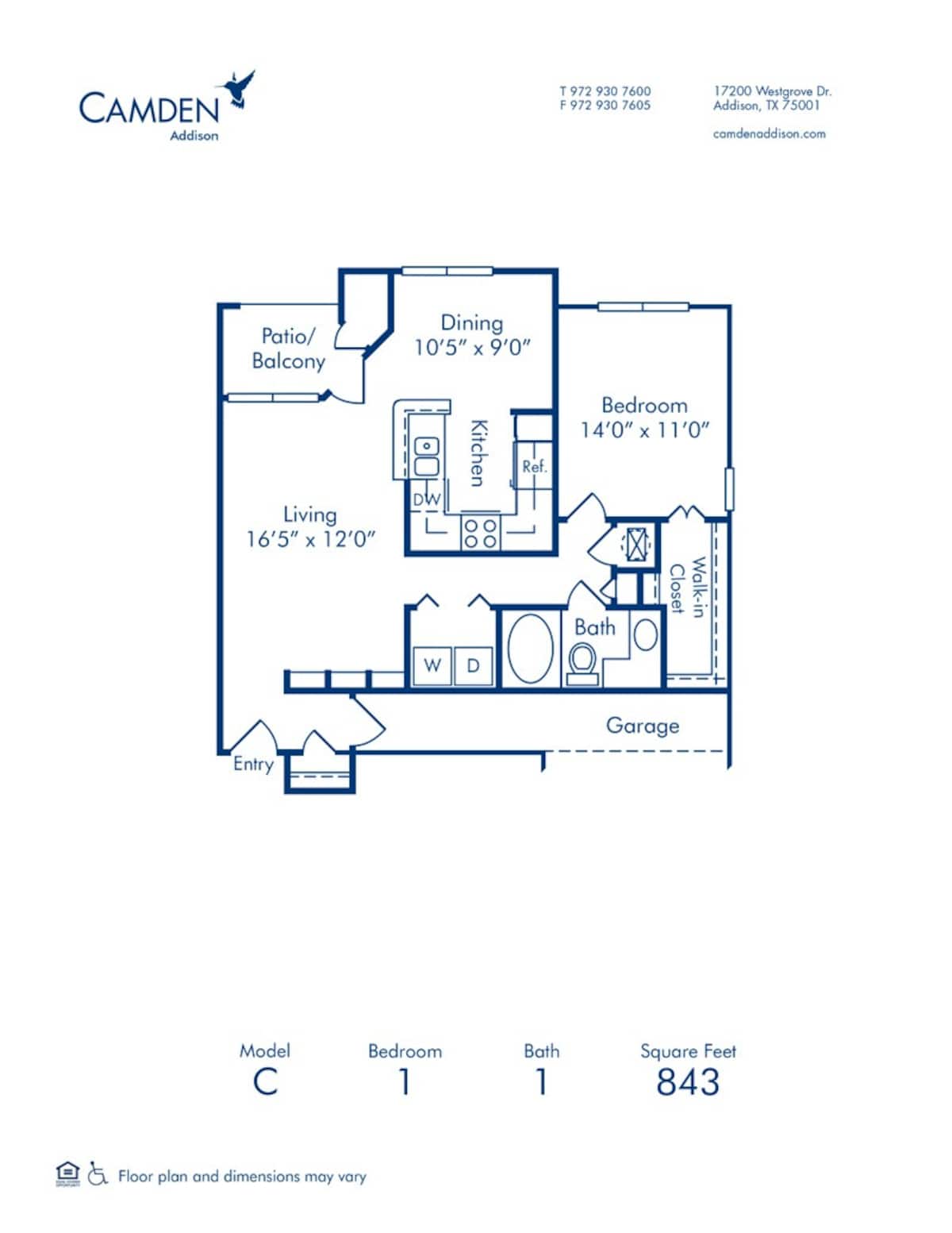 Floorplan diagram for C, showing 1 bedroom