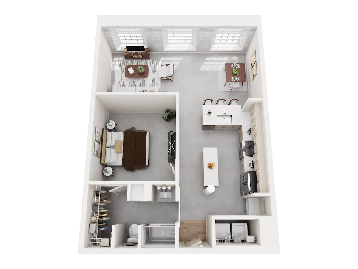 Floorplan diagram for 1A, showing 1 bedroom