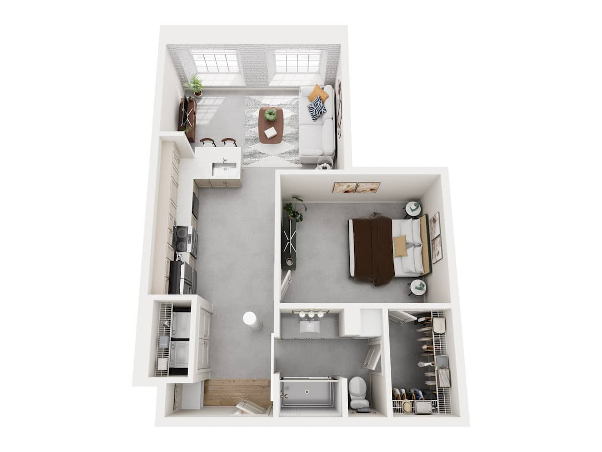 Floorplan diagram for 1B, showing 1 bedroom