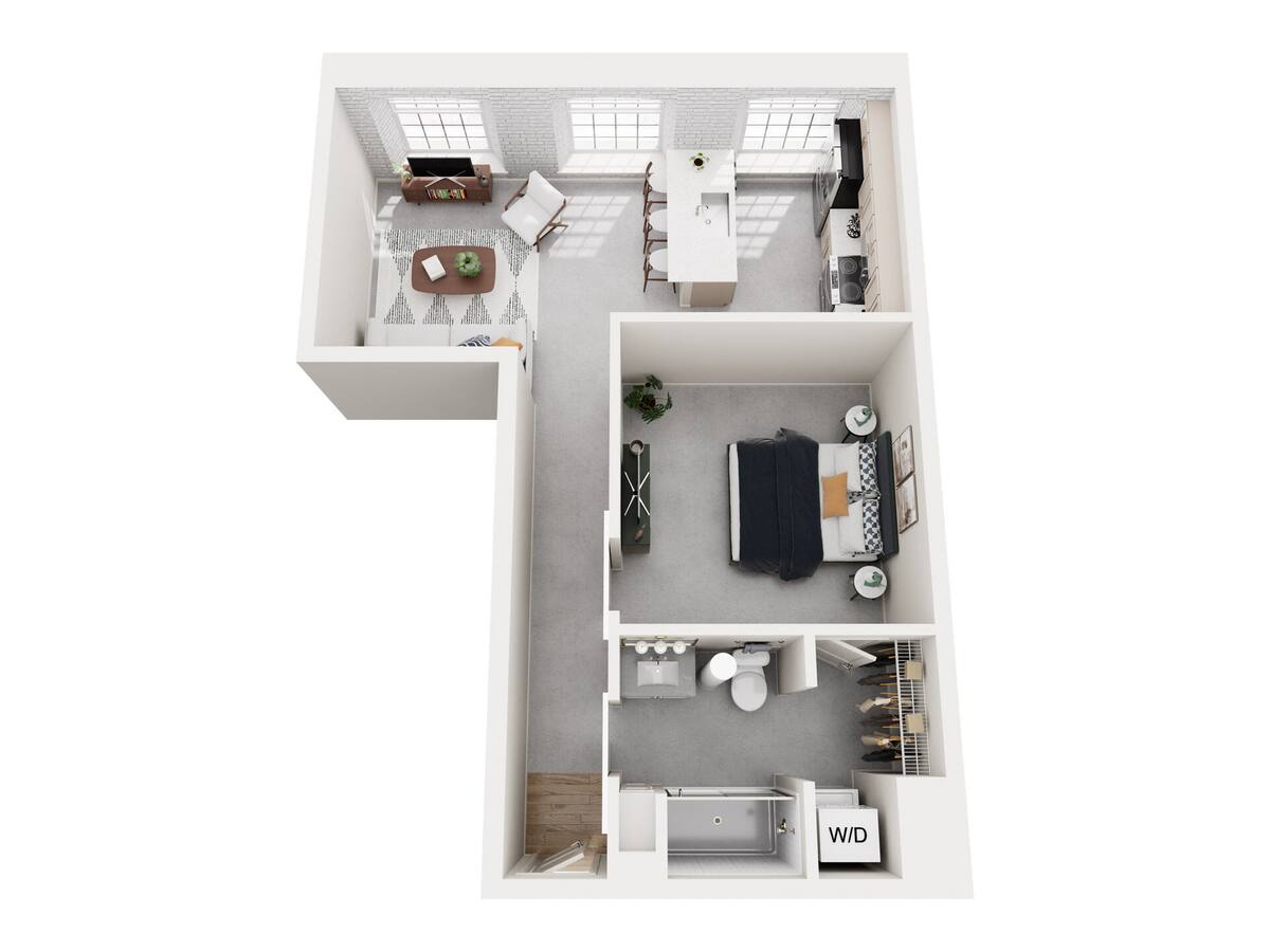 Floorplan diagram for 1C, showing 1 bedroom