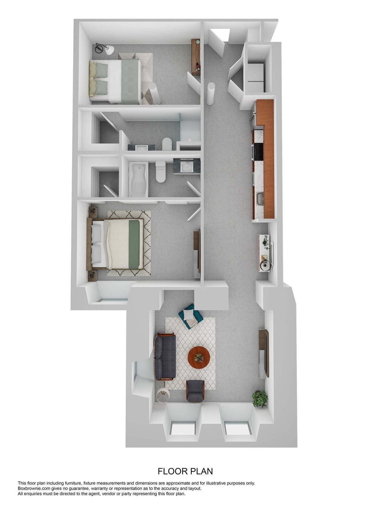 Floorplan diagram for 2D, showing 2 bedroom