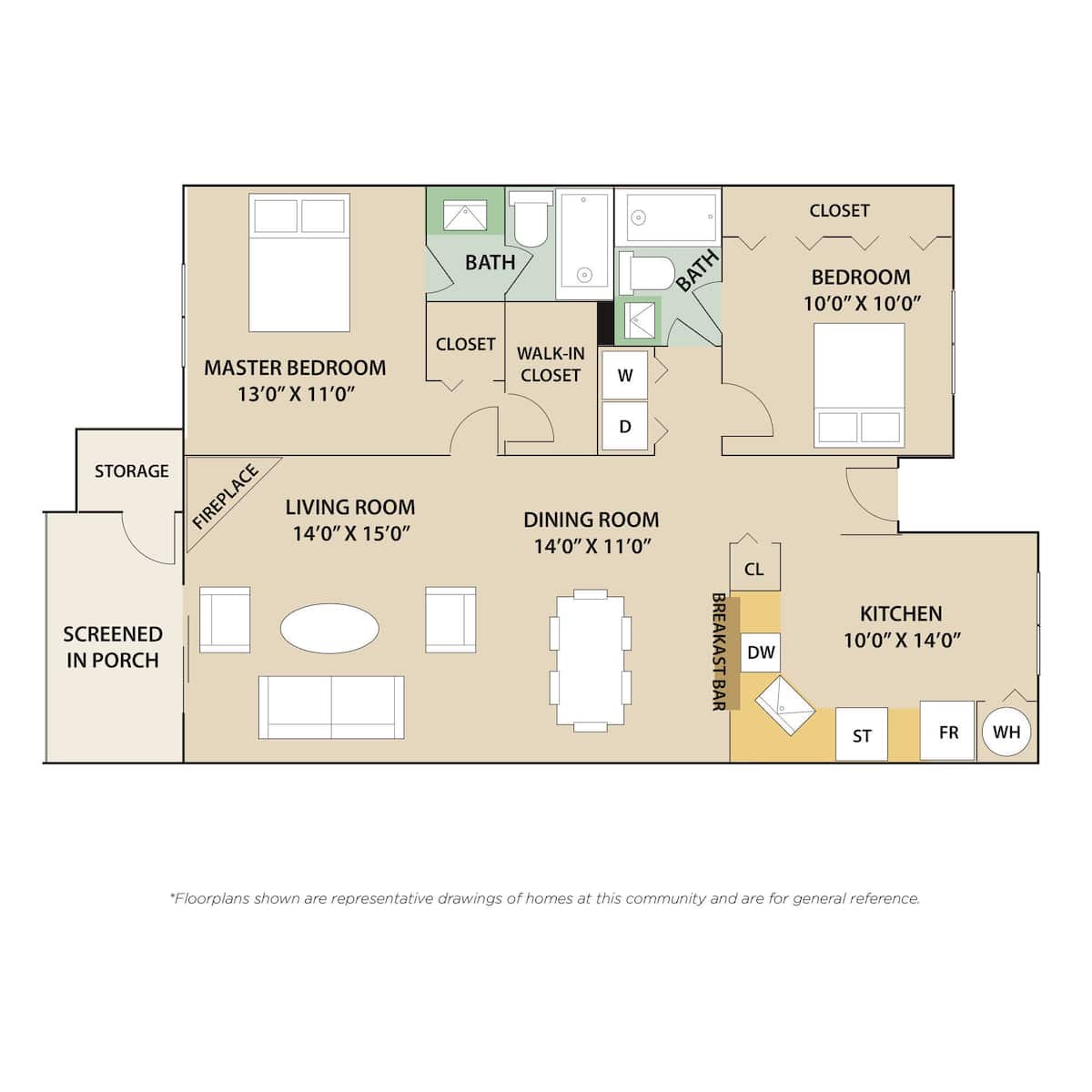 Floorplan diagram for Murfield, showing 2 bedroom
