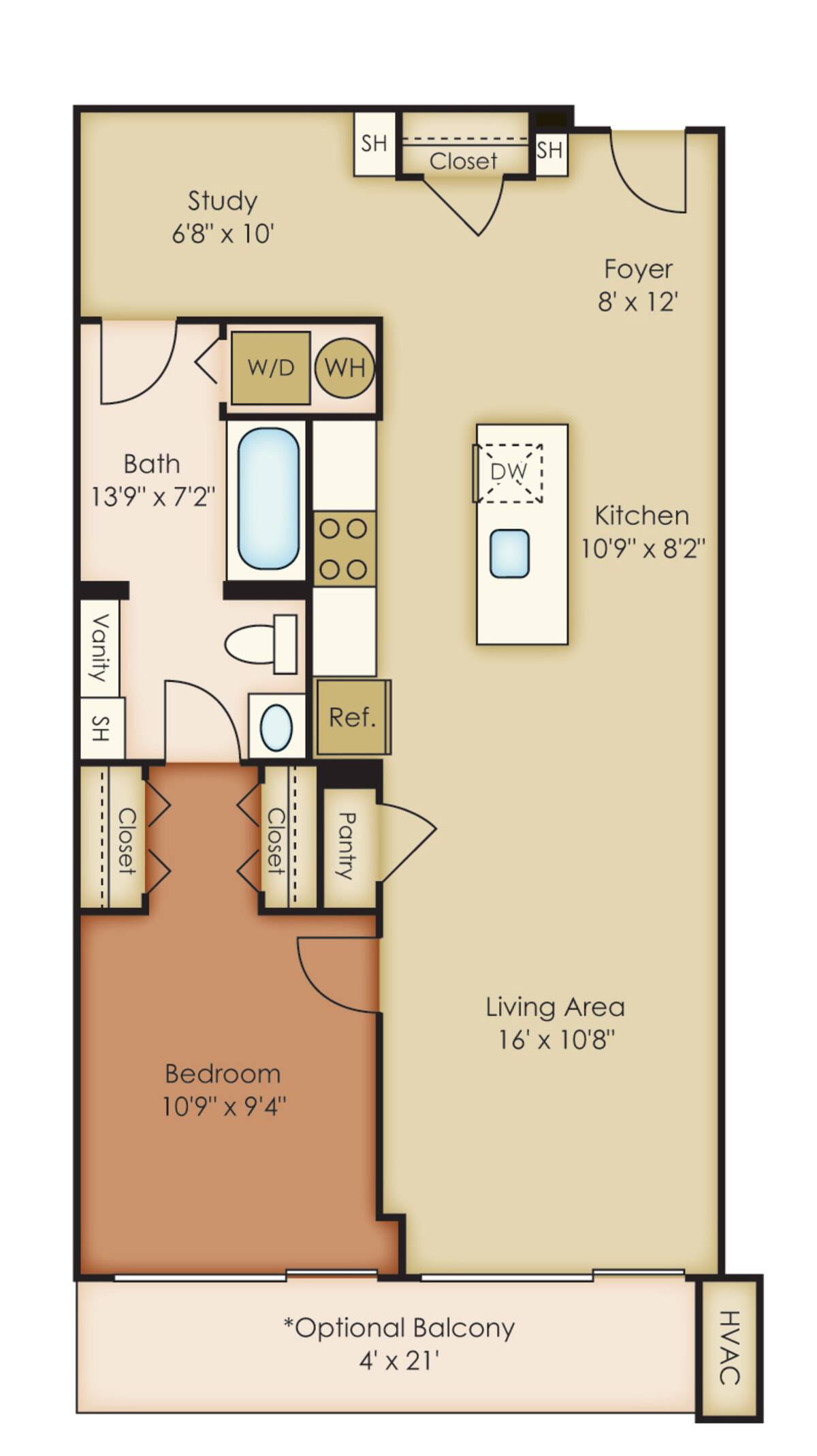 Floorplan diagram for A5, showing 1 bedroom