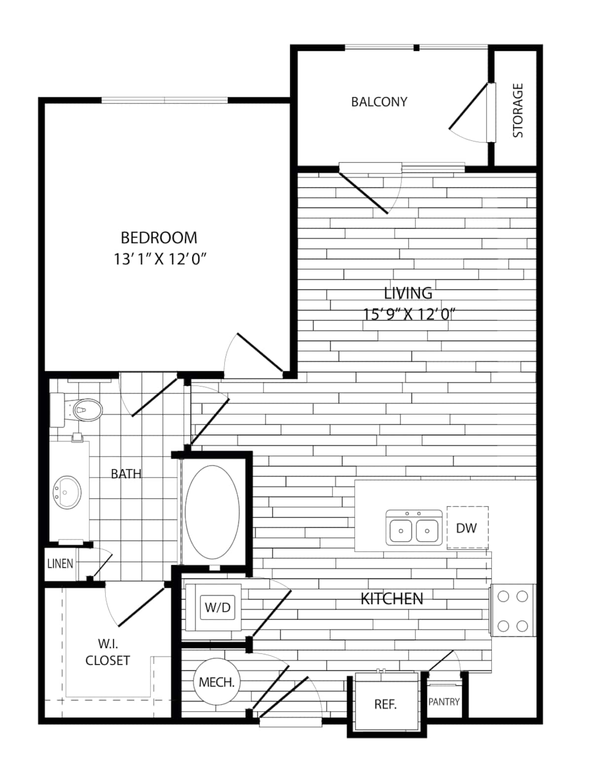 Floorplan diagram for A1, showing 1 bedroom