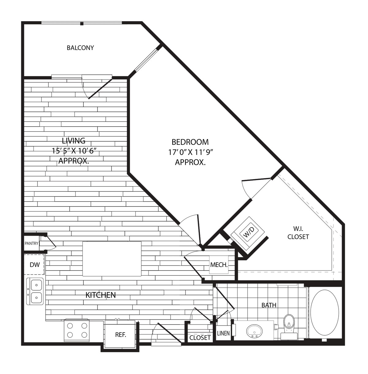 Floorplan diagram for A2, showing 1 bedroom