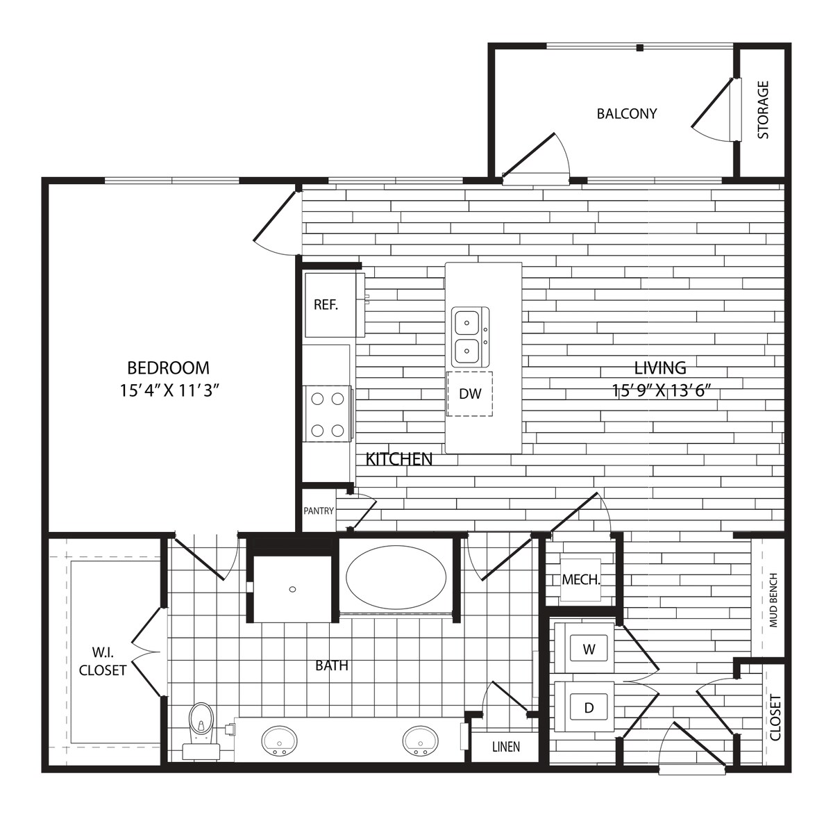 Floorplan diagram for A5, showing 1 bedroom