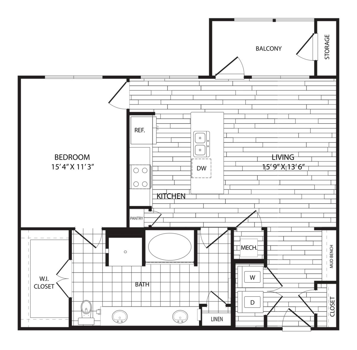 Floorplan diagram for A5, showing 1 bedroom