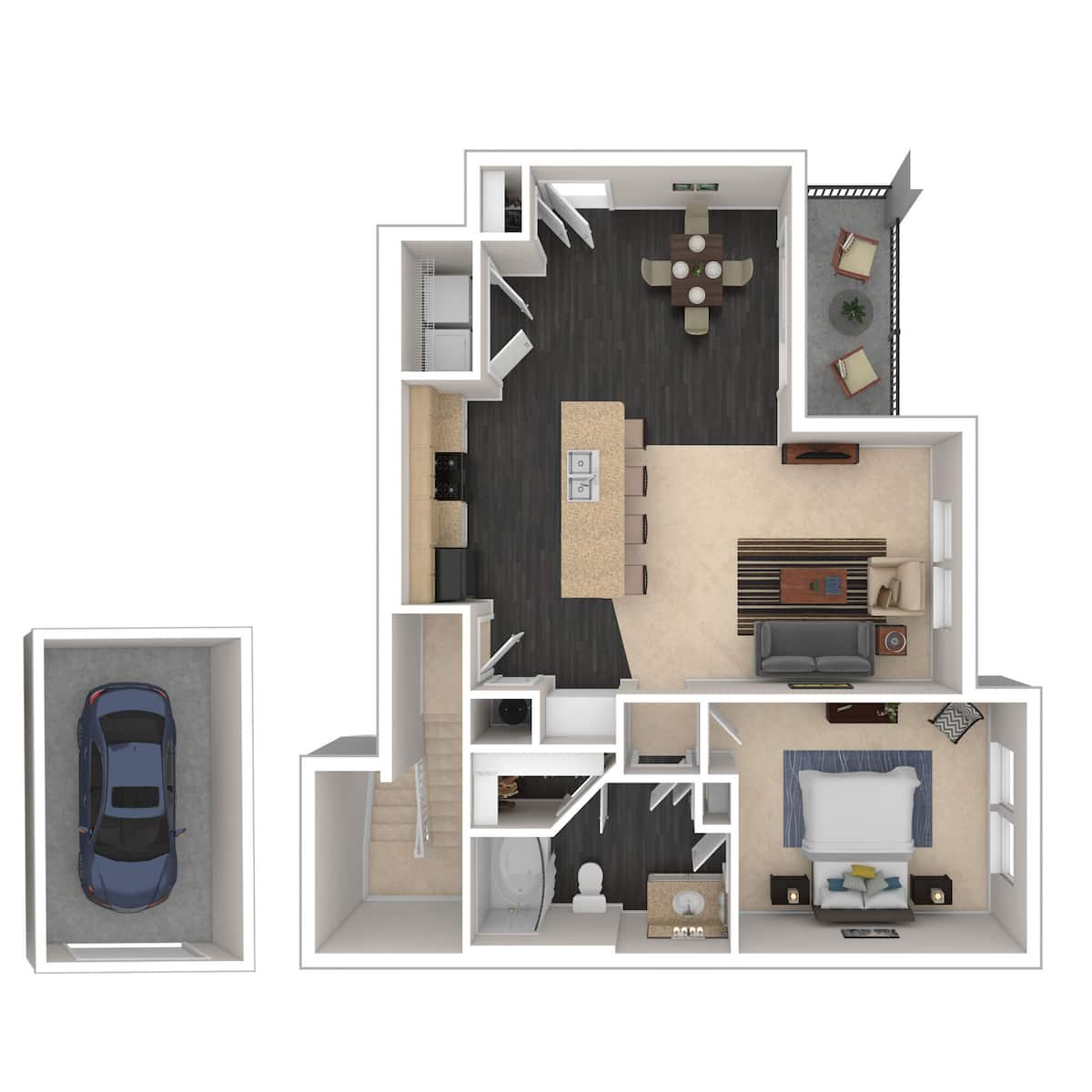 Floorplan diagram for The Davis, showing 1 bedroom