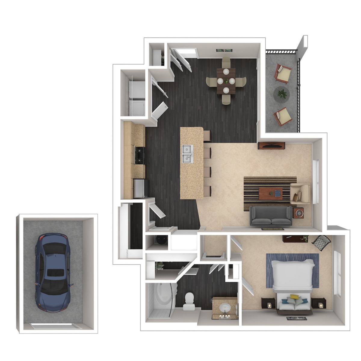 Floorplan diagram for The Monroe, showing 1 bedroom