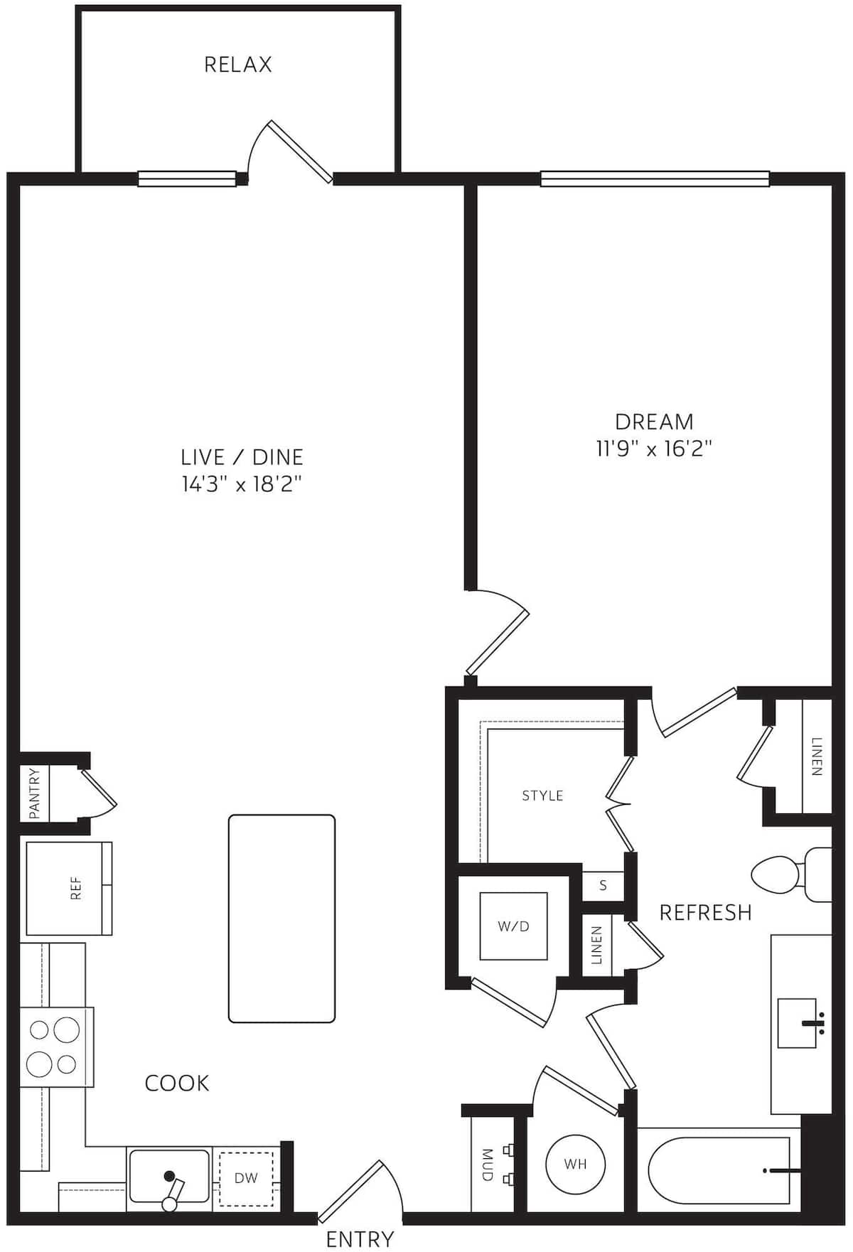 Floorplan diagram for A3, showing 1 bedroom