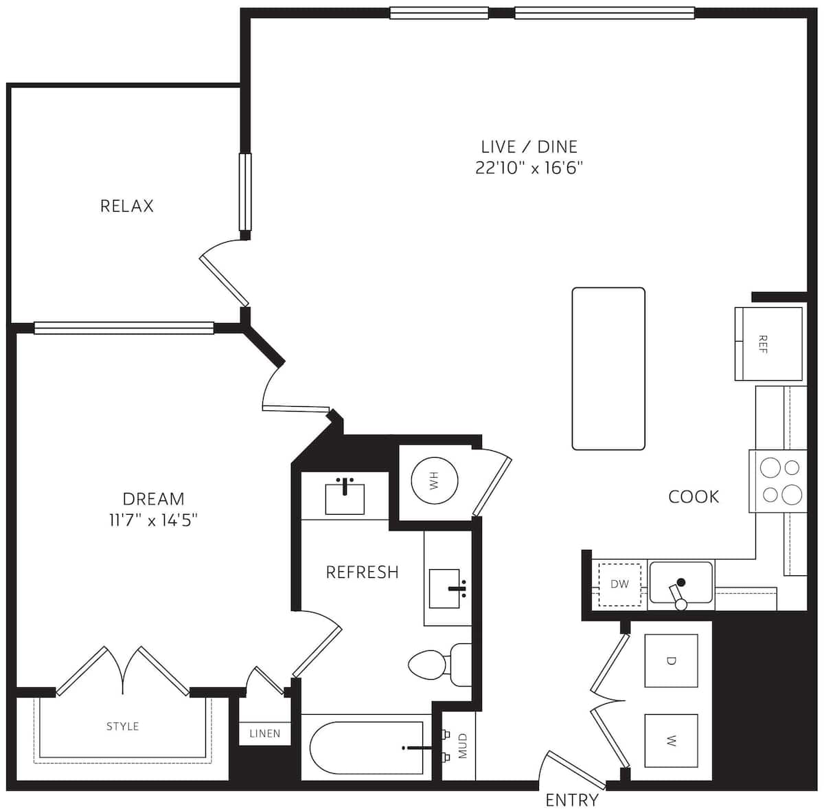 Floorplan diagram for A4 ALT B, showing 1 bedroom