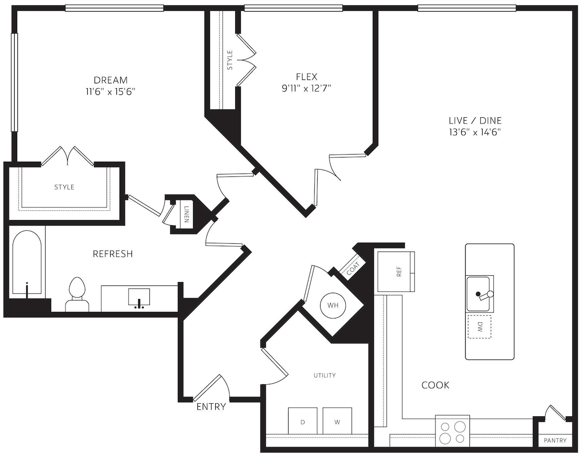 Floorplan diagram for A5, showing 1 bedroom