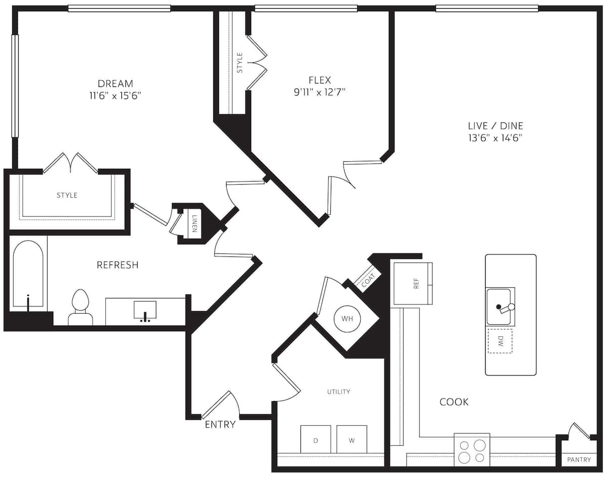 Floorplan diagram for A5, showing 1 bedroom